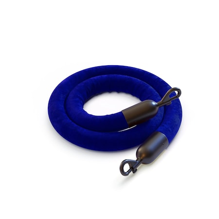 Velvet Rope Blue With Black Snap Ends 6ft.Cotton Core